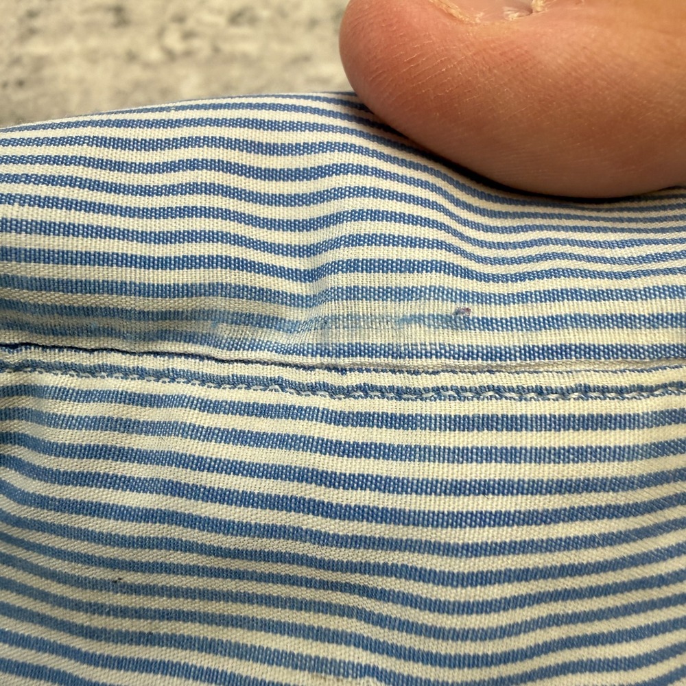 VTG Brooks Brothers Makers Shirt Mens 16.5 Blue Striped Sport Button Up Ivy USA - Picture 3 of 9